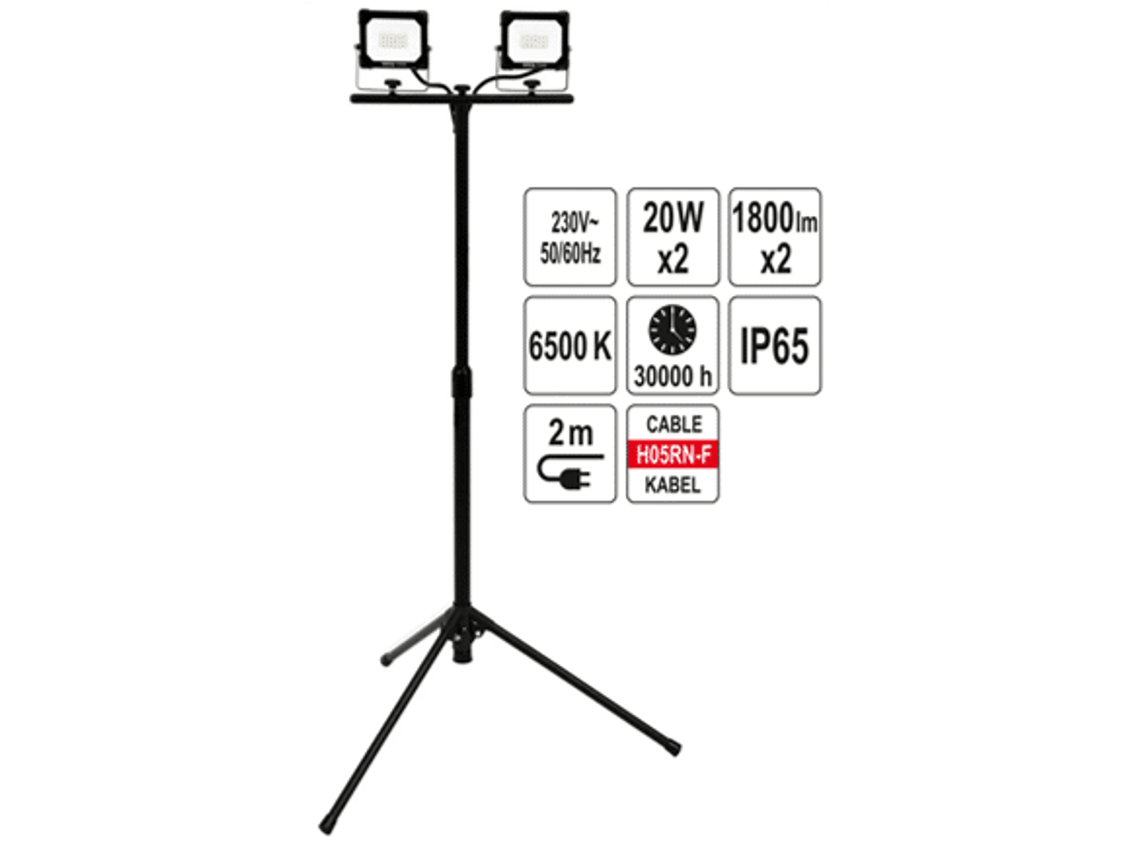 Proyector LED SMD con soporte 2*20 W