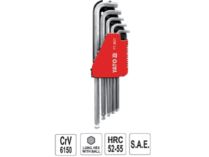 Juego de llaves Allen extra largas con bola 12 pzas