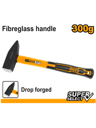 MARTILLO HOJALATERO MANGO DE FIBRA VIDRIO 300 GRS Cabeza de martillo forjada en estampa Tratamiento térmico acero al carbono 45# Mango de fibra de vidrio de diseño único