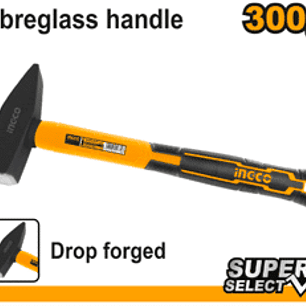 MARTILLO HOJALATERO MANGO DE FIBRA VIDRIO 300 GRS Cabeza de martillo forjada en estampa Tratamiento térmico acero al carbono 45# Mango de fibra de vidrio de diseño único