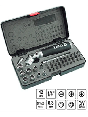 Juego destornillador de 42 piezas. Fabricado en acero cromo-vanadio CrV50BV30 de alta calidad