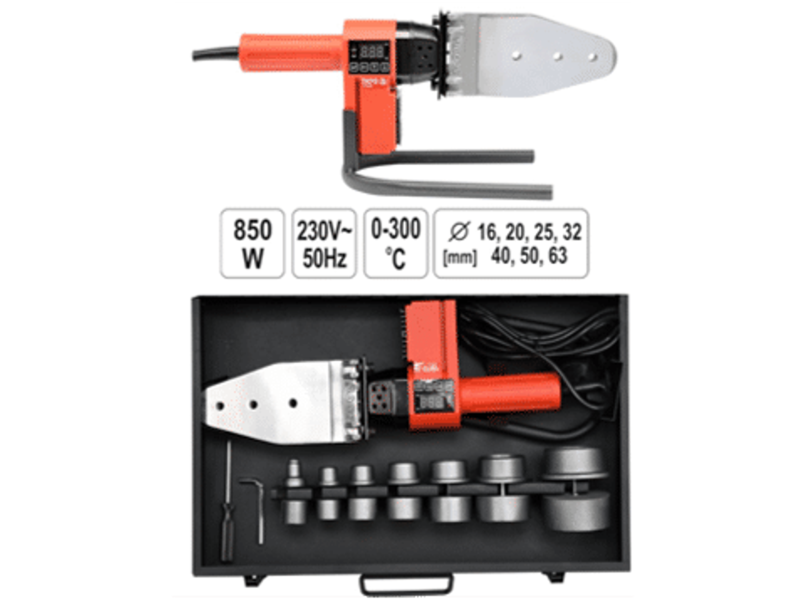KIT TERMOFUSION PPR ELEC. 220V 850W. CON PANTALLA LCD