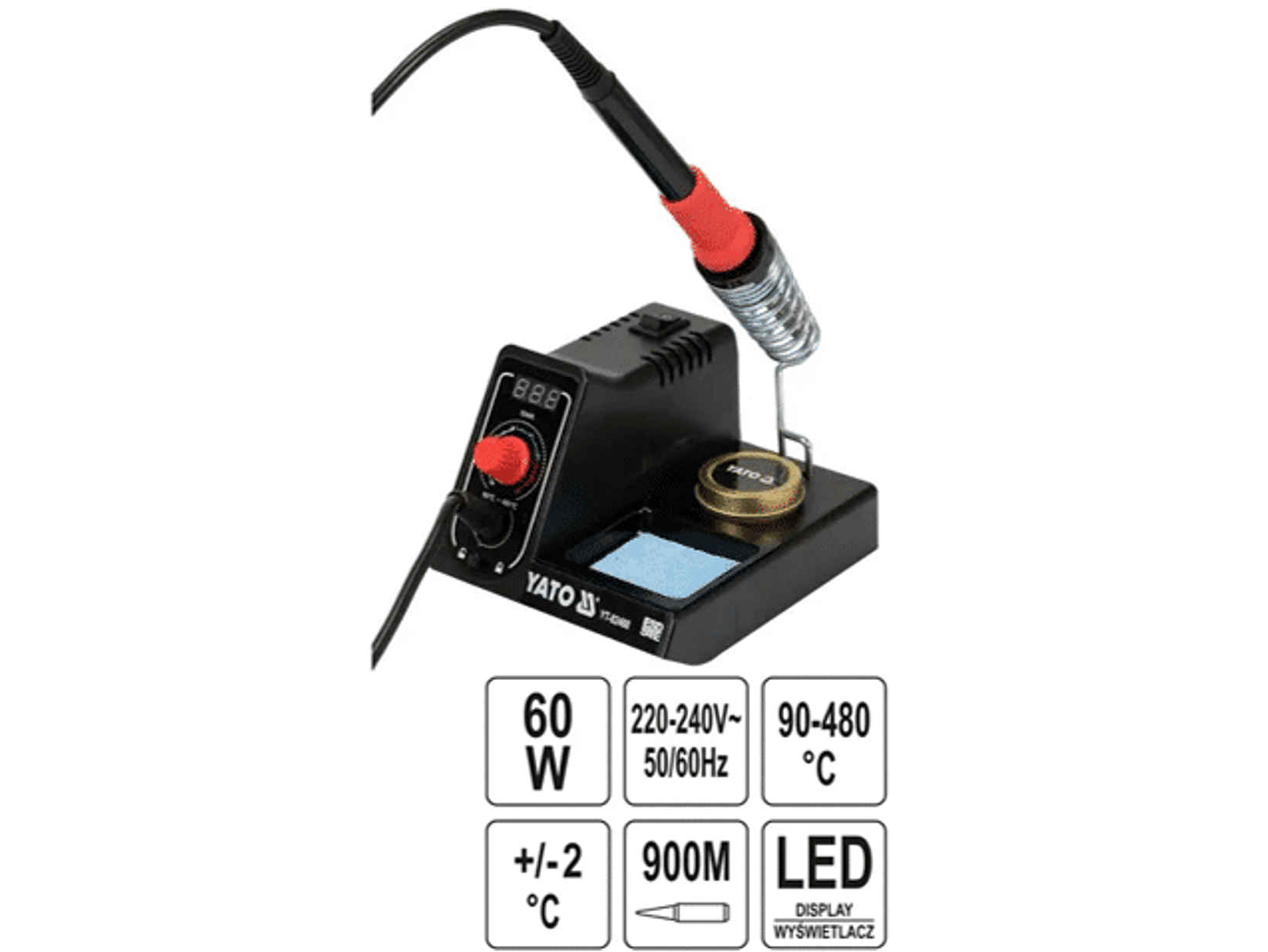 Estación de soldadura con pantalla LED digital, ajuste de temperatura y función de estabilización e hibernación 60W