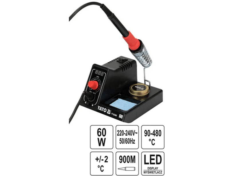 Estación de soldadura con pantalla LED digital, ajuste de temperatura y función de estabilización e hibernación 60W
