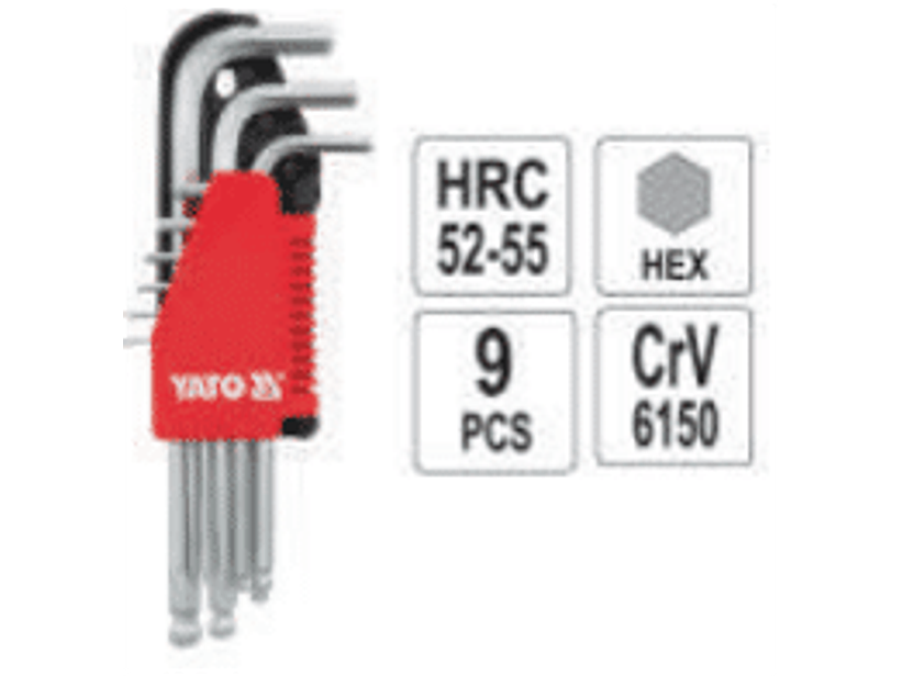 Juego de llaves Allen largas con bola 9 pzas