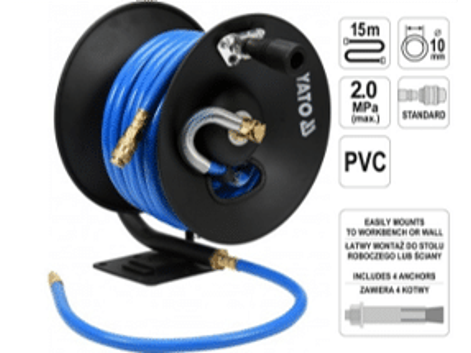 Carrete neumático con manguera