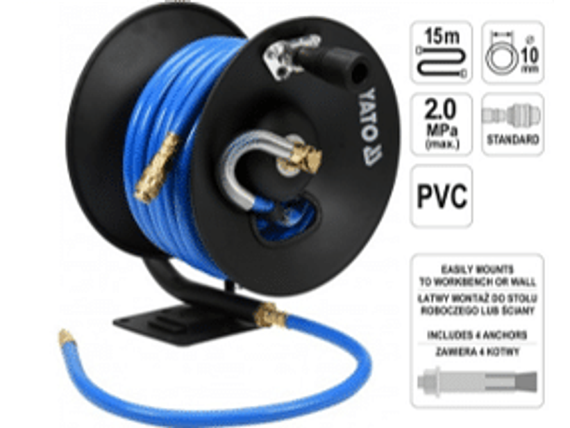 Carrete neumático con manguera