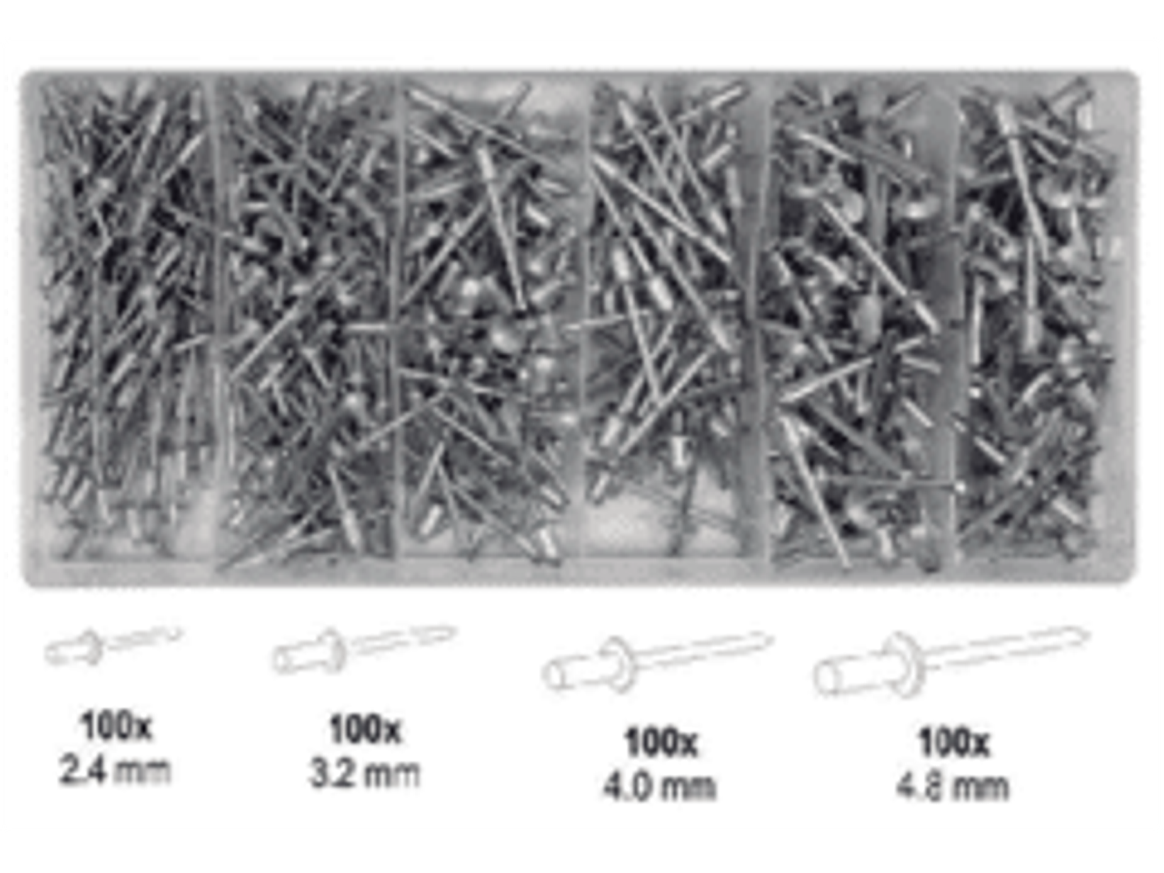 Display surtido de remaches 400un