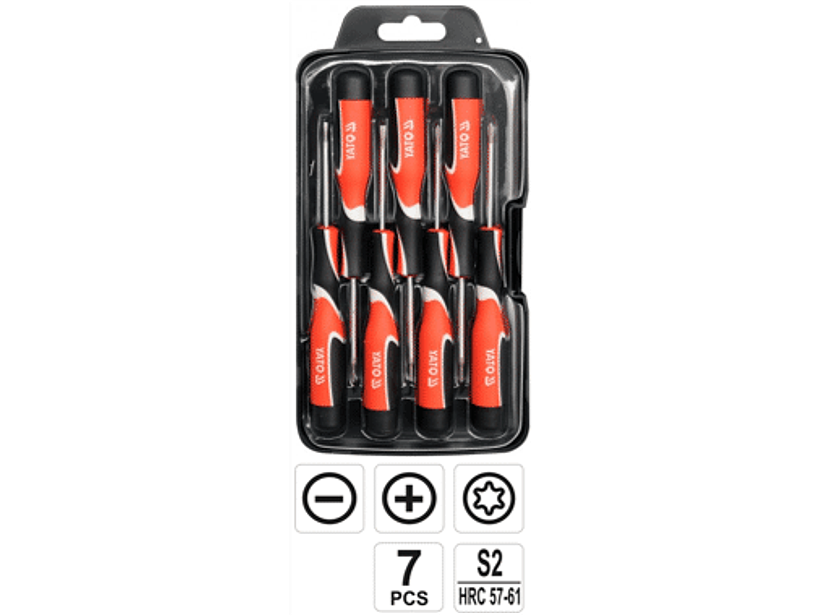 Juego de 7 destornilladores de precisión. La punta magnética endurecida facilita el trabajo con tornillos pequeños.