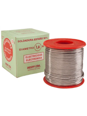SOLDADURA ELECTRICA 50% ESTAÑO Y 50% PLOMO, ALAMBRE DE 1,6 MM DE DIAMETRO CON FUNDENTE EN SU INTERIOR