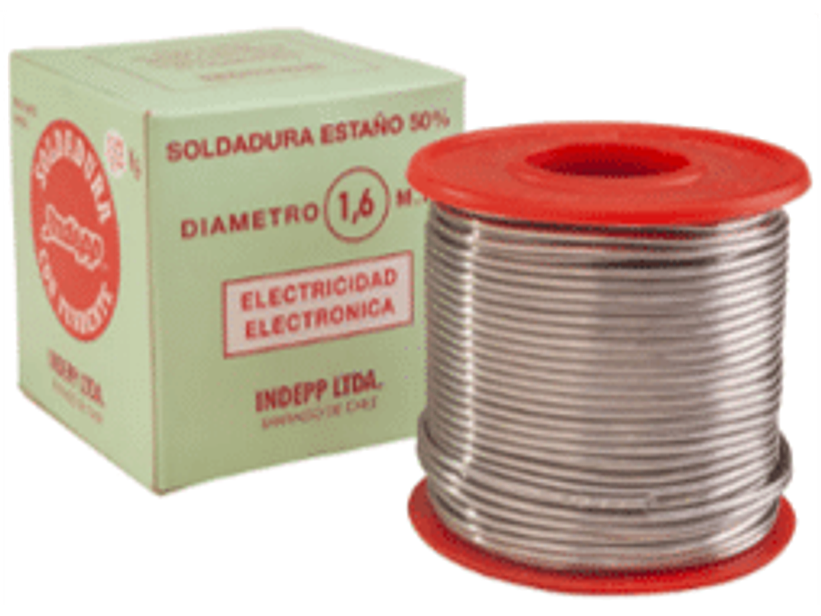 SOLDADURA ELECTRICA 50% ESTAÑO Y 50% PLOMO, ALAMBRE DE 1,6 MM DE DIAMETRO CON FUNDENTE EN SU INTERIOR