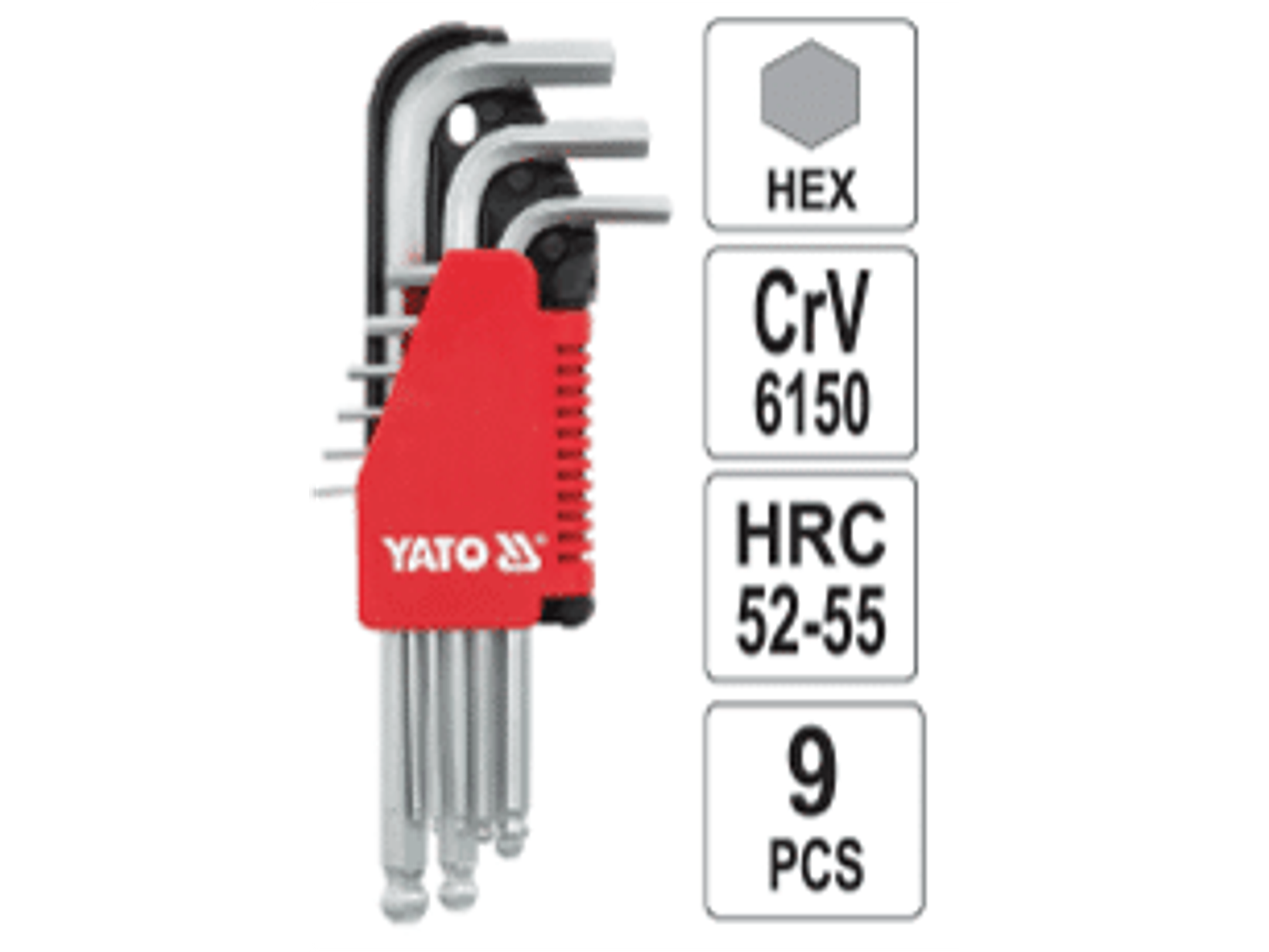 Juego de llaves Allen extra largas con bola 9 pzas