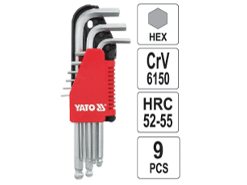 Juego de llaves Allen extra largas con bola 9 pzas