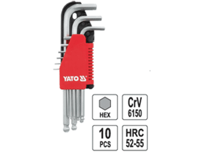 Juego de llaves Allen largas con bola 10 pzas