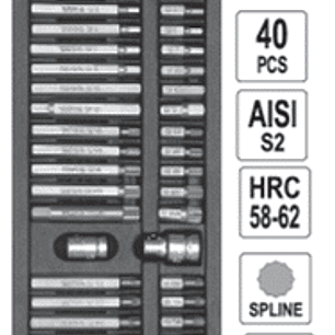 Juego de puntas TORX, IMBUS y ALLEN cortas y largas