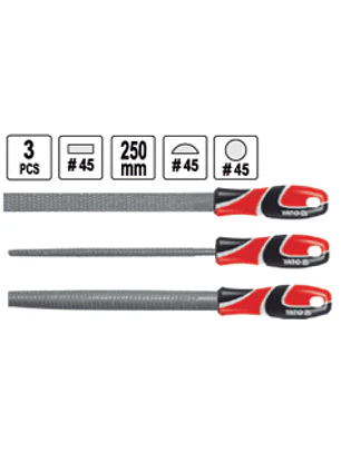 Juego de limas para madera 250mmL, 3pzas