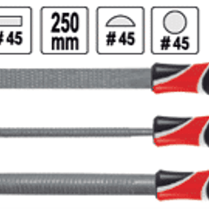 Juego de limas para madera 250mmL, 3pzas