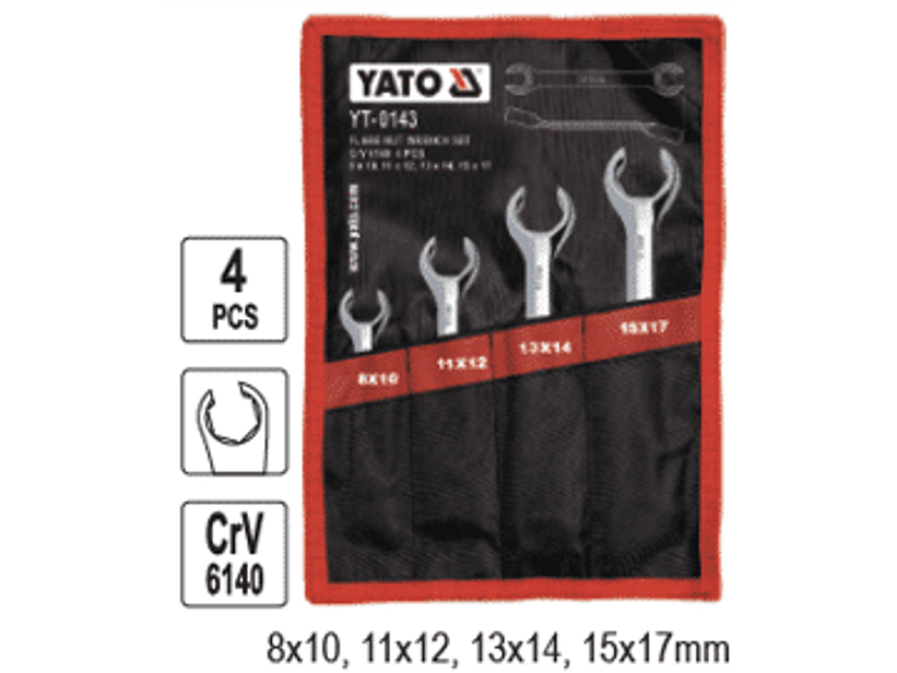 Jgo. Llaves corona tipo niplera, 4 pzas.