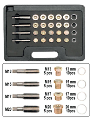 Kit de reparación para hilos de tapón de carter M13, M15, M17, M20