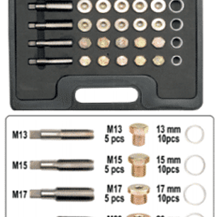 Kit de reparación para hilos de tapón de carter M13, M15, M17, M20