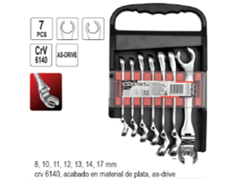 Jgo. Llaves nipleras articuladas, 7 pzas.