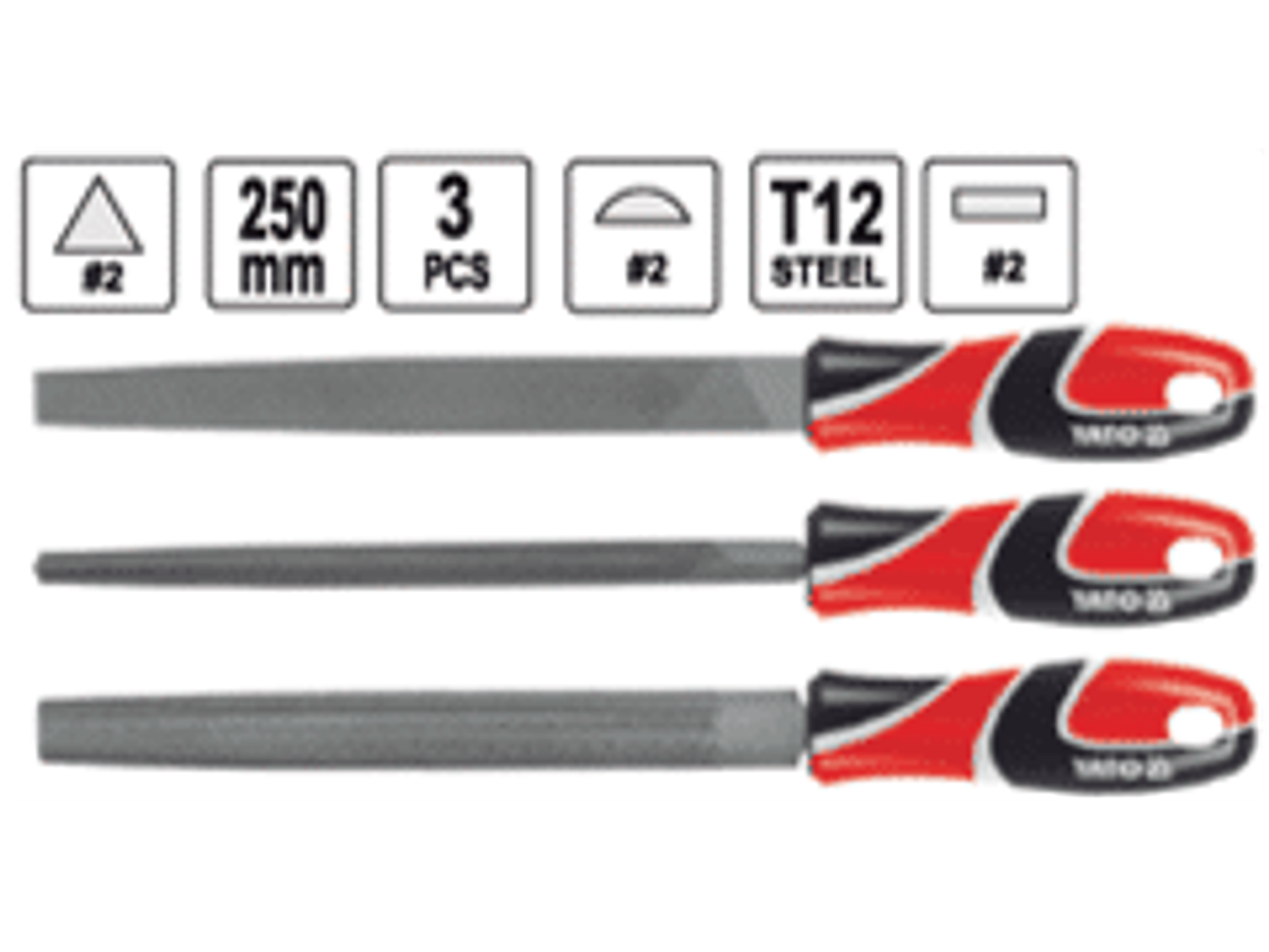 Juego de limas 250mmL, 3pzas