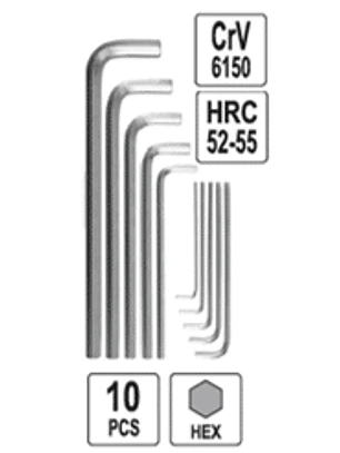 Juego de Llaves Allen Extra Largas 3 a 17 mm, 10 Piezas