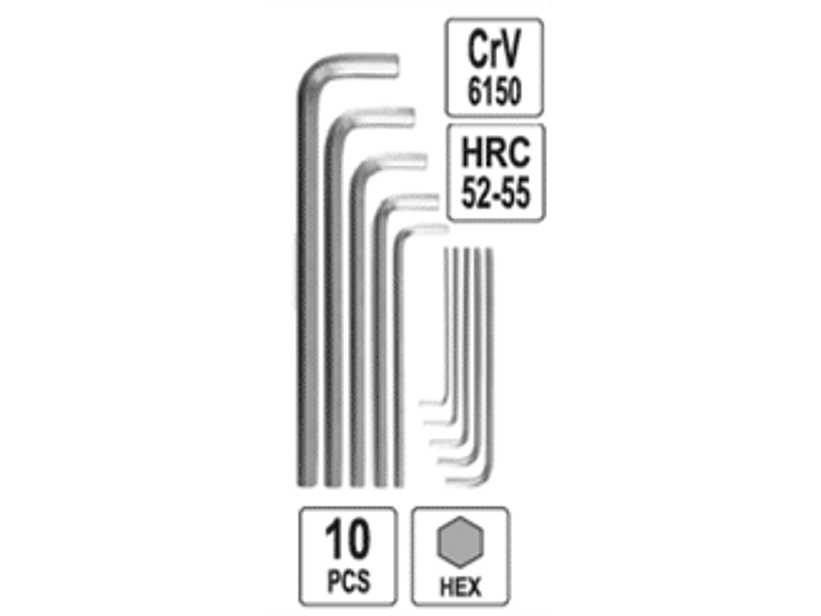 Jgo. llaves Allen 3 a 17mm, extra larga, 10 pzas.