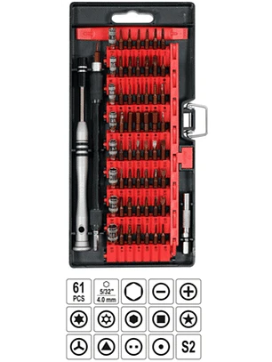 Set de 61 piezas para el mantenimiento de teléfonos móviles, smartphones, tablets, navegación y reparación de relojes y gafas.