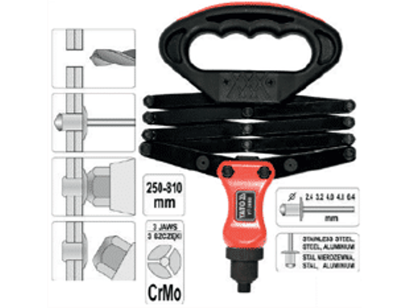 Remachadora tipo fuelle, 2,4 - 3,2 - 4,0 - 4,8 - 6,4 mm