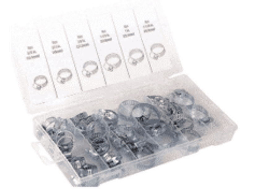 DISPLAY DE 6 MEDIDAS DE ABRAZADERAS CON PERNOS 34 PIEZAS Caja abrazadera de acero con perno ajuste medidas diametro 15