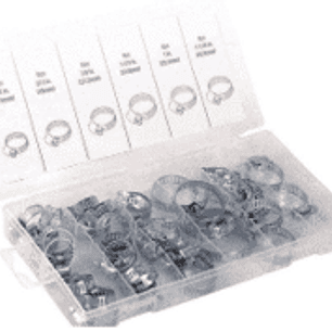 DISPLAY DE 6 MEDIDAS DE ABRAZADERAS CON PERNOS 34 PIEZAS Caja abrazadera de acero con perno ajuste medidas diametro 15