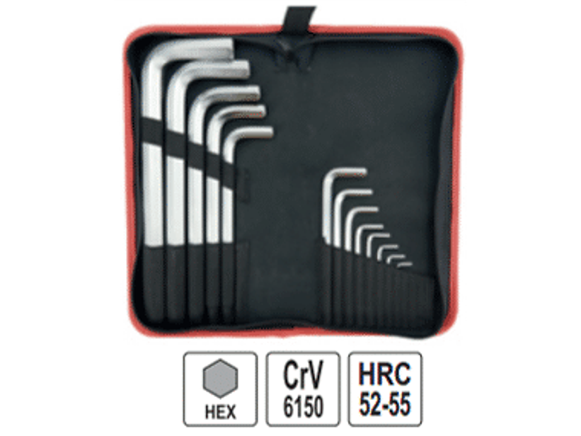 Jgo. llaves Allen 1,5 a 19mm, larga, 13 pzas.