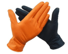 GUANTES DESECHABLES NITRILO NARANJOS TEXTURIZADOS TIPO DIAMANTADO - thumbnail 2