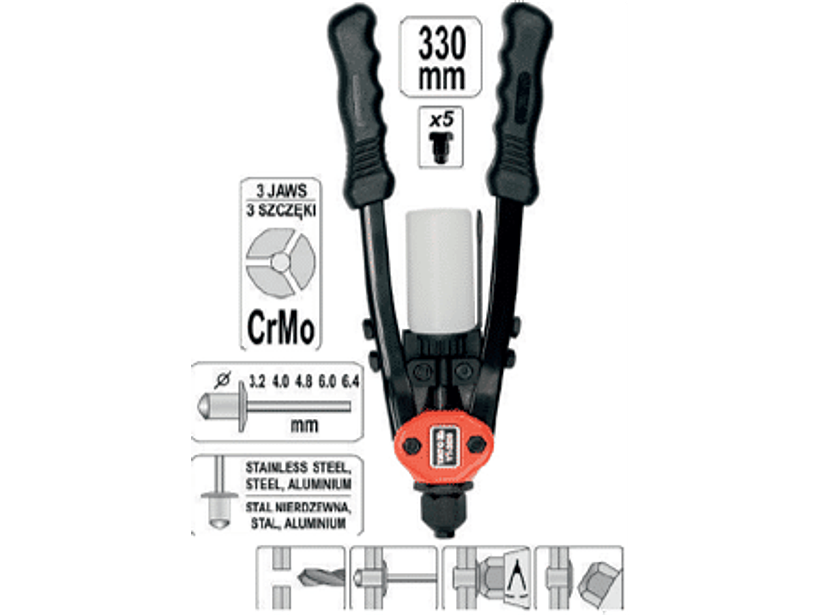 Renachadora 330 mmL, 3,2 - 4,0 - 4,8 - 6,0 - 6,4 mm