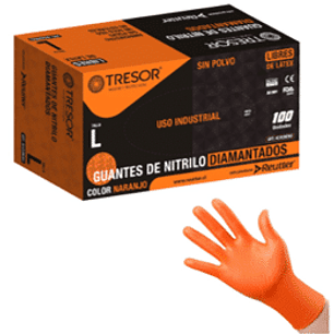 GUANTES DESECHABLES NITRILO NARANJOS TEXTURIZADOS TIPO DIAMANTADO