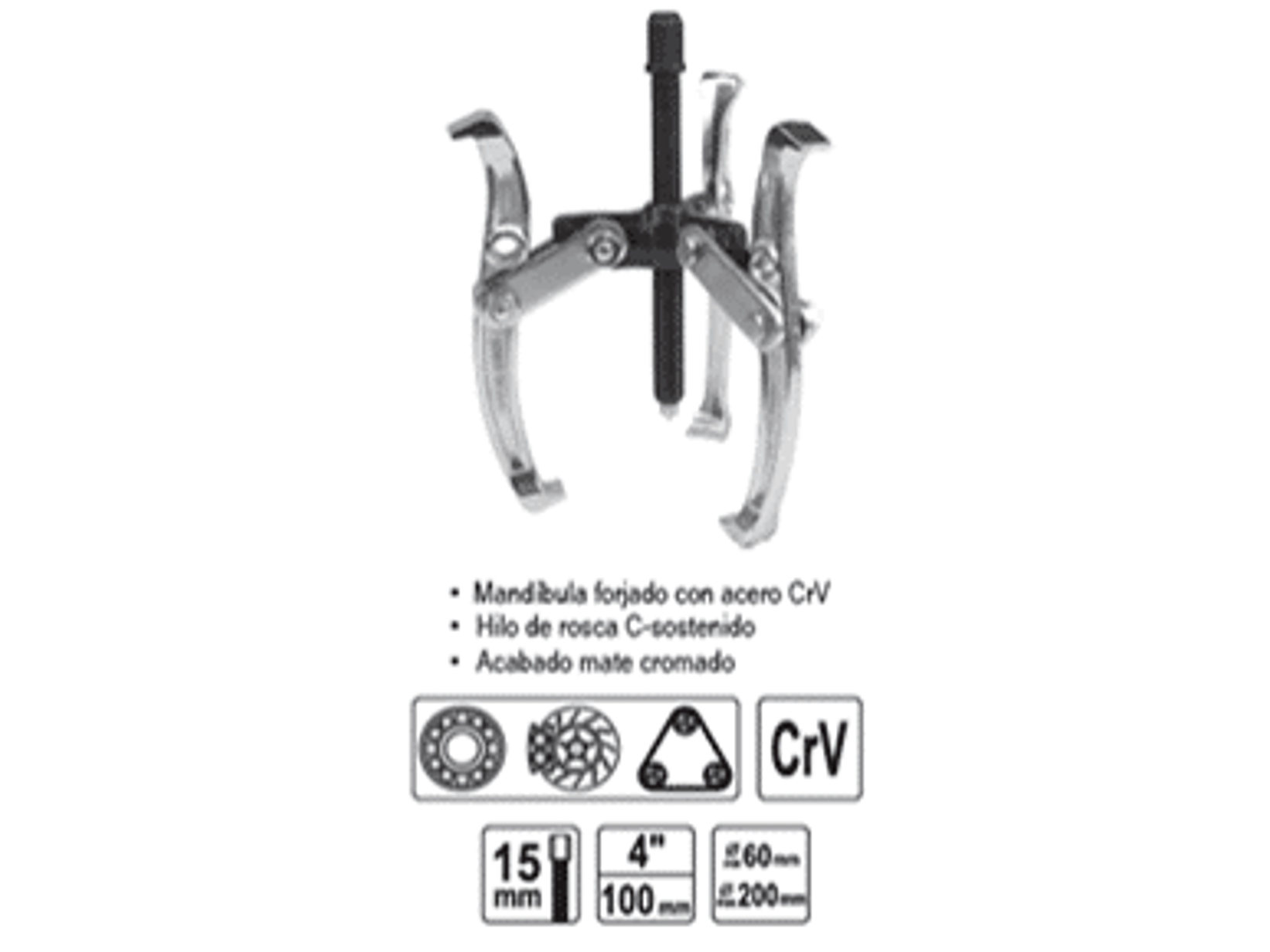 Extractor de rodamientos de 3 brazos de 4