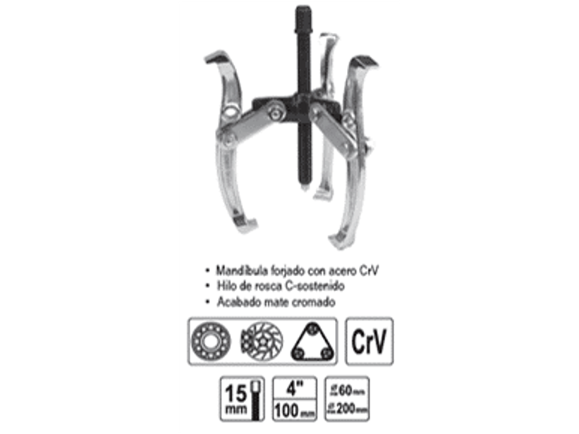 Extractor de rodamientos de 3 brazos de 4