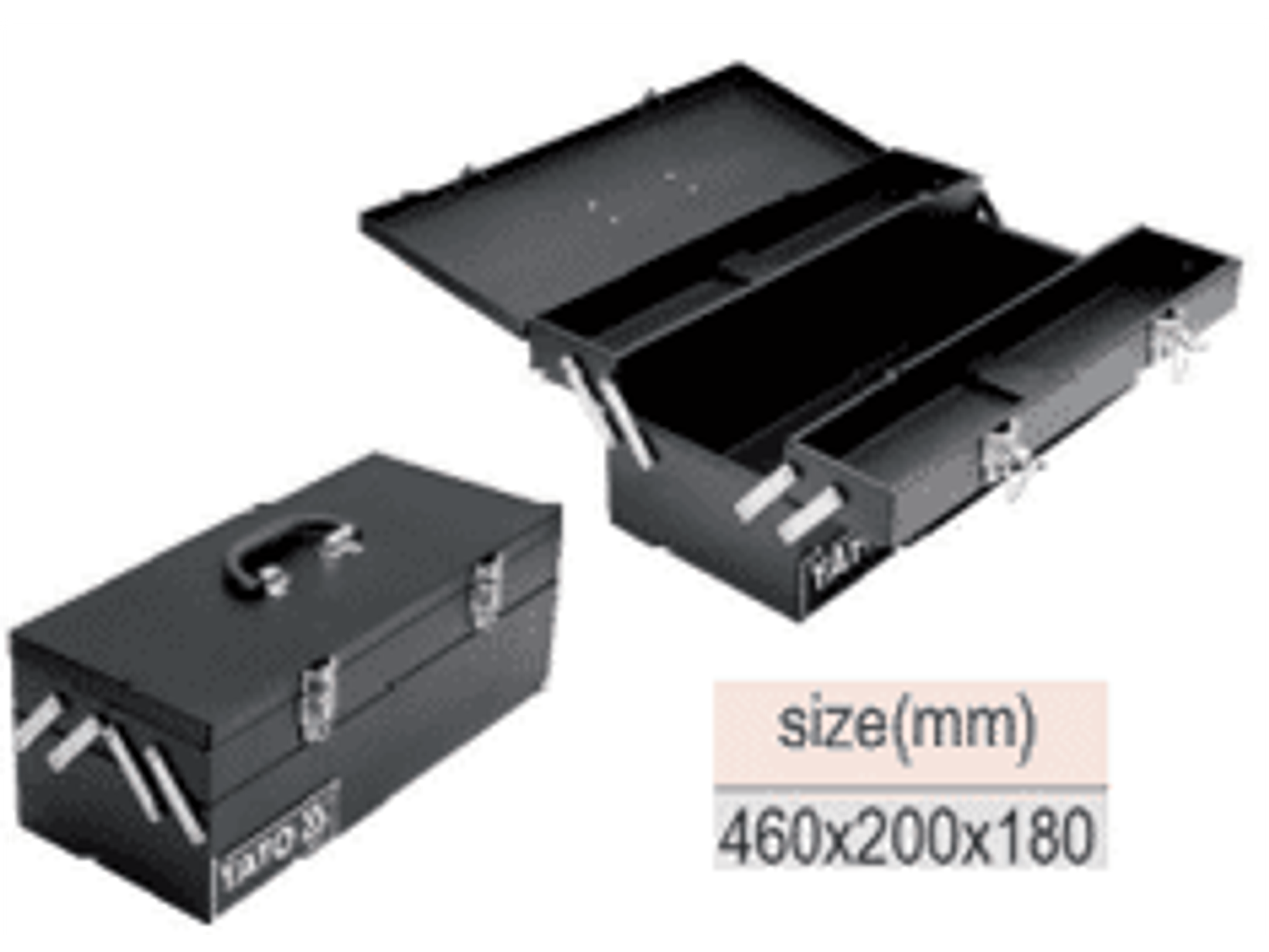 Caja p/herramientas metálica, plegable (460x200x180mm)