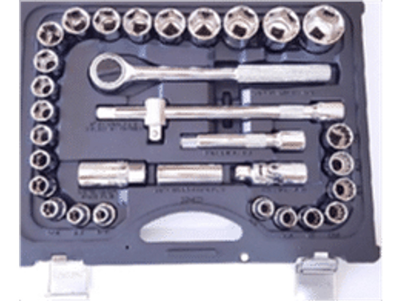 Juego de 32 piezas de dados 1/2 en pulgadas. 18 pzas