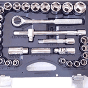 Juego de 32 piezas de dados 1/2 en pulgadas. 18 pzas
