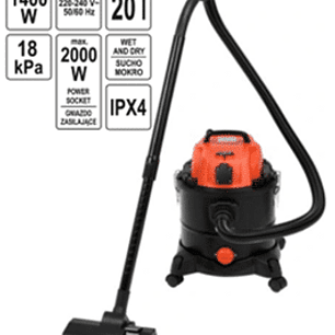 Aspirador de taller YATO con una potencia de 1400W y una potencia de aspiración de 18 kPa