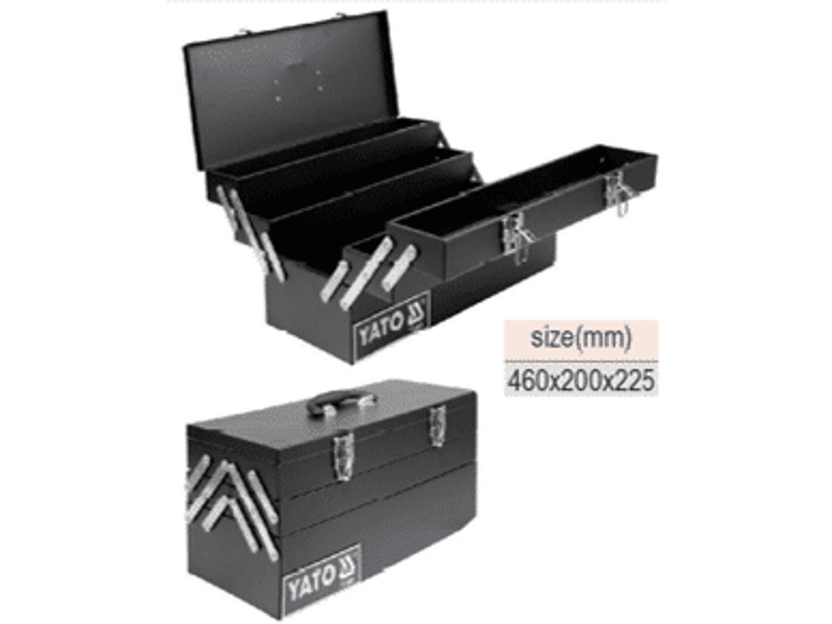 Caja p/herramientas metálica, plegable (460x200x225mm)