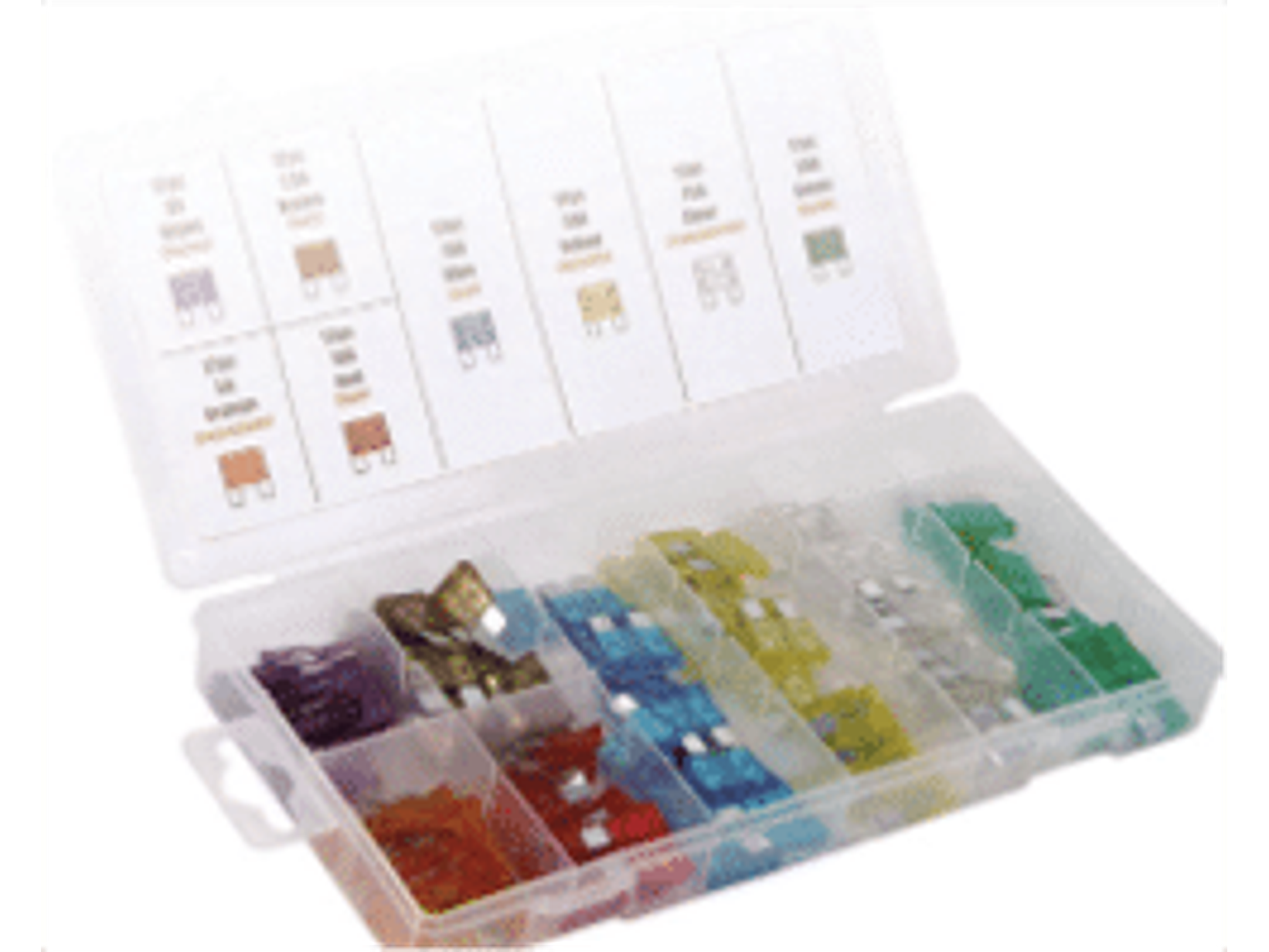 DISPLAY FUSIBLES 96 PIEZAS Contenido 96 piezas - 12 unidades de 3 amp/ 5 amp/ 7