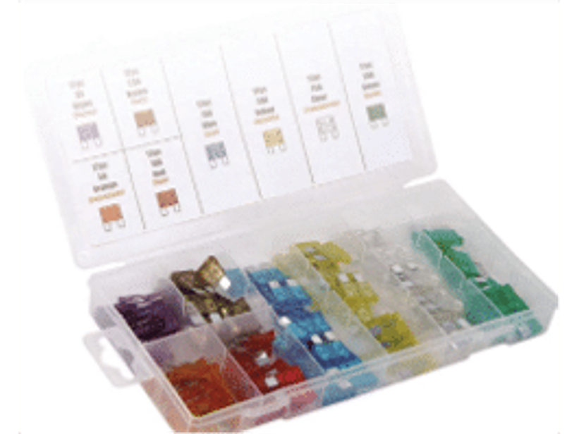 DISPLAY FUSIBLES 96 PIEZAS Contenido 96 piezas - 12 unidades de 3 amp/ 5 amp/ 7