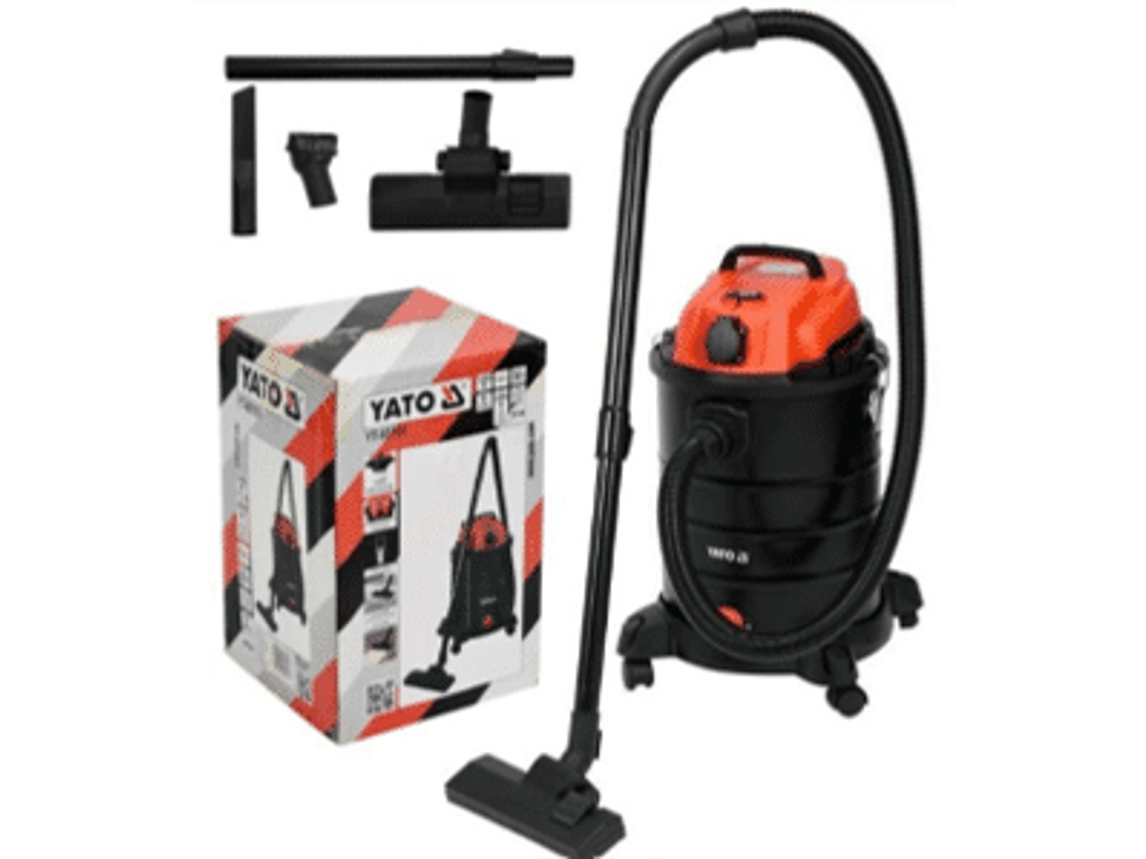 Aspirador de taller YATO con una potencia de 1400W y una potencia de aspiración de 18 kPa