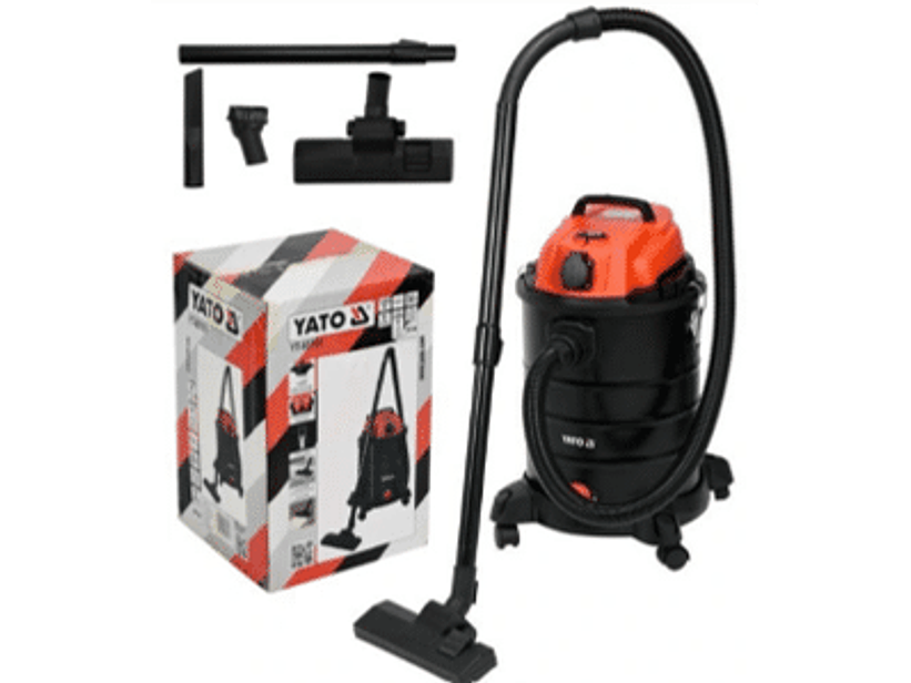 Aspirador de taller YATO con una potencia de 1400W y una potencia de aspiración de 18 kPa