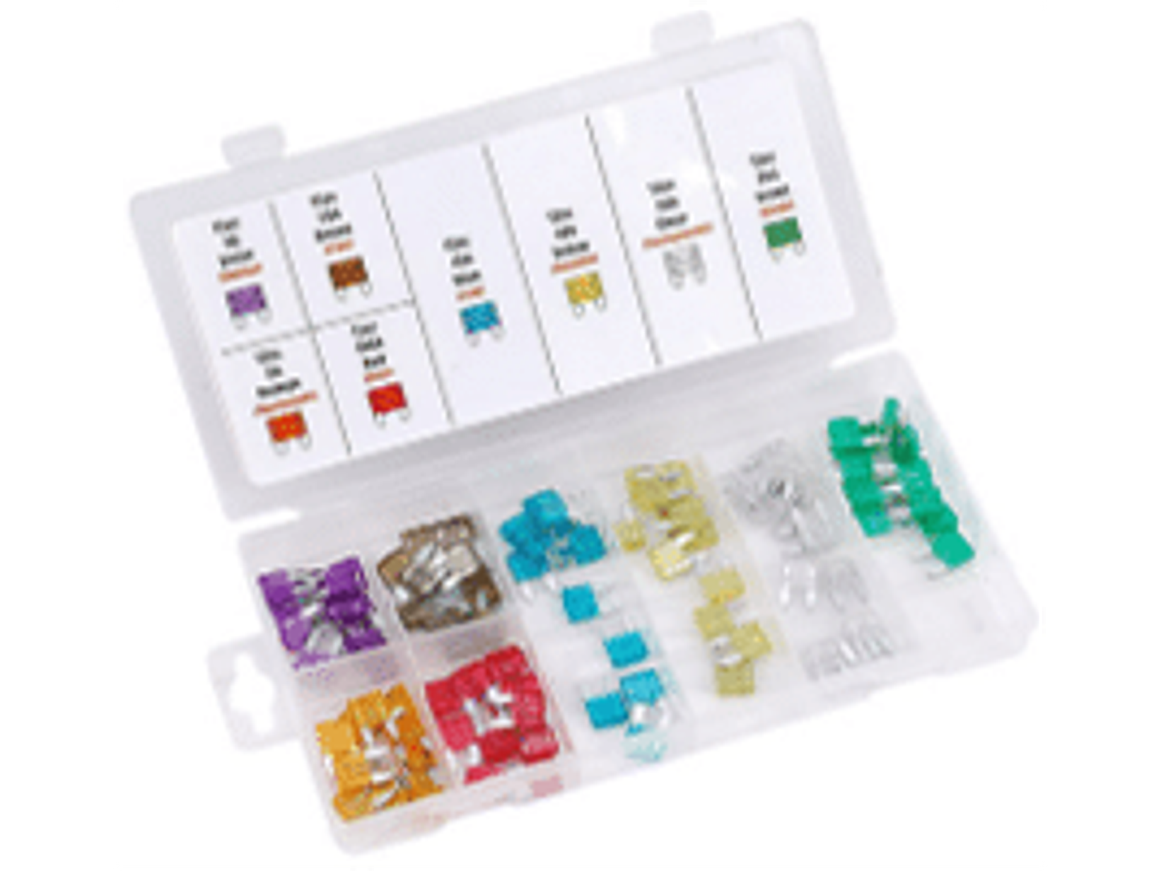 DISPLAY FUSIBLES MINI 96 PIEZAS Contenido 96 piezas - 12 unidades de 3 amp/ 5 amp/ 7