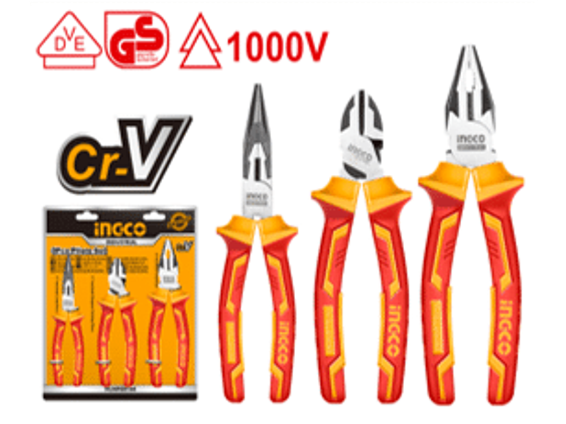 JUEGO DE 3 ALICATES AISLADOS 1000V INDUSTRIAL