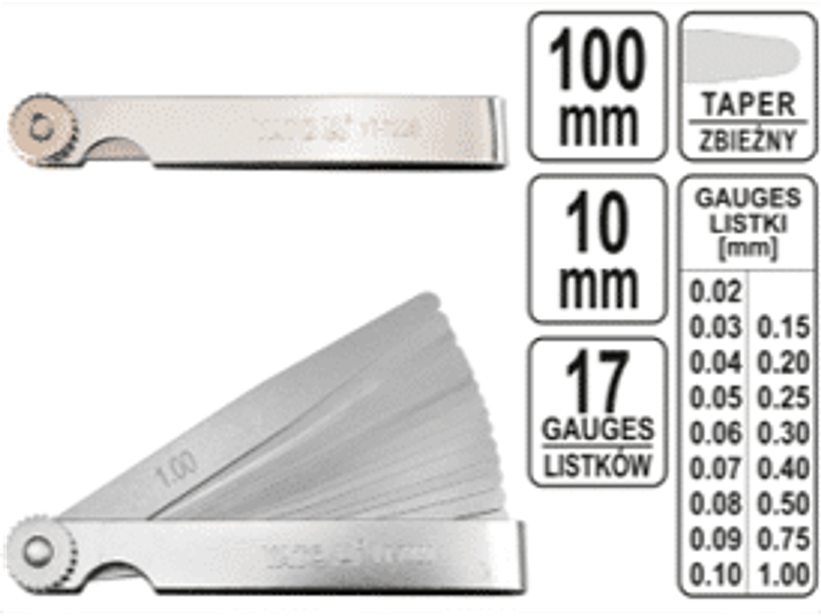 Feeler métrico de 17 hojas, 0